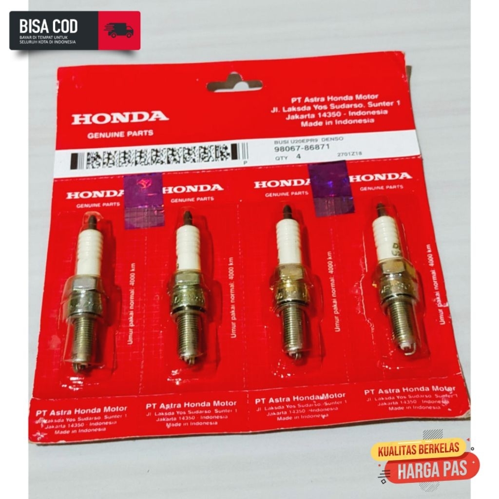 ( 4 biji ) Busi Honda Busi Denso u20 Busi Supra x 125 / Karisma