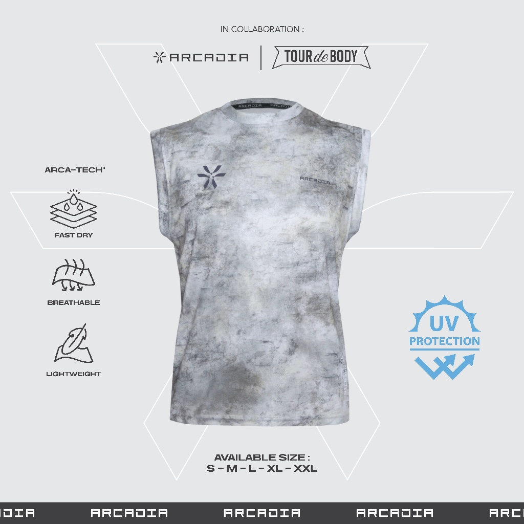 ARCADIA - DUST Jersey Pakaian Olahraga UV Protection Pria Wanita Oversized Sport Tank Top