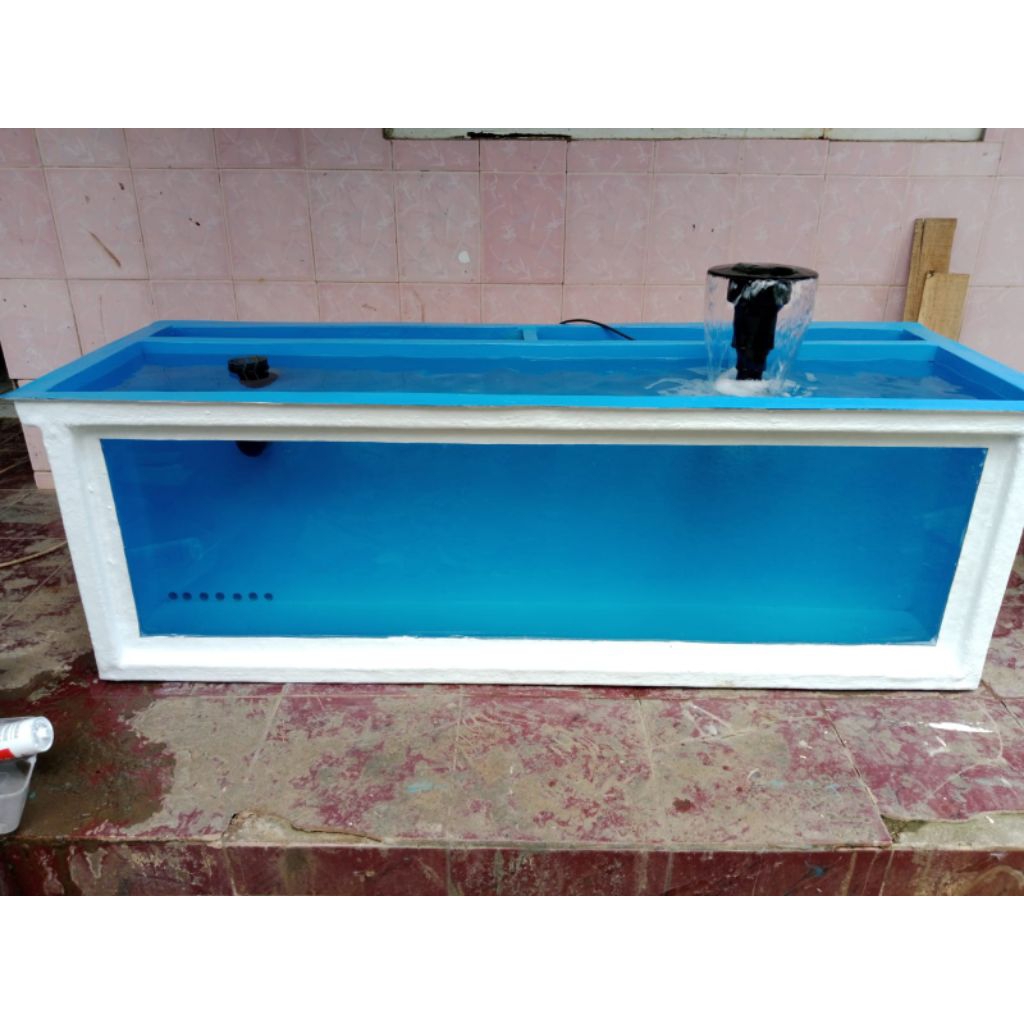 kolam ikan fiber glass size 150×50×50+filbek kaca 12mm