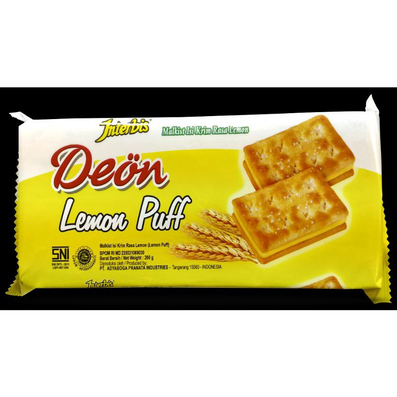

Biskuit Rasa Lemon Malkist Isi Krim INTERBIS Deon Lemon Puff 200 gr