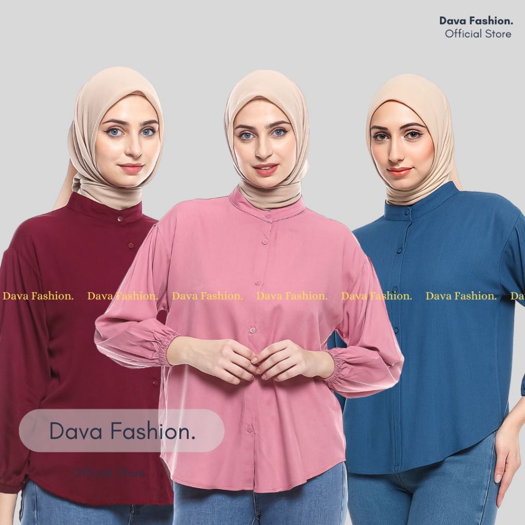 Kemeja wanita rayon premium/kemeja rayon twill polos/atasan rayon twill kancing