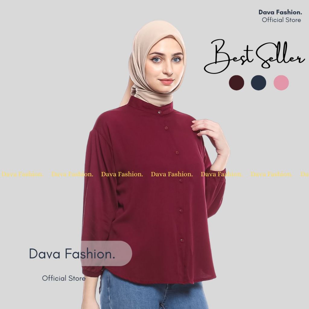 kemeja wanita rayon premium/kemeja rayon twill polos/atasan rayon twill kancing