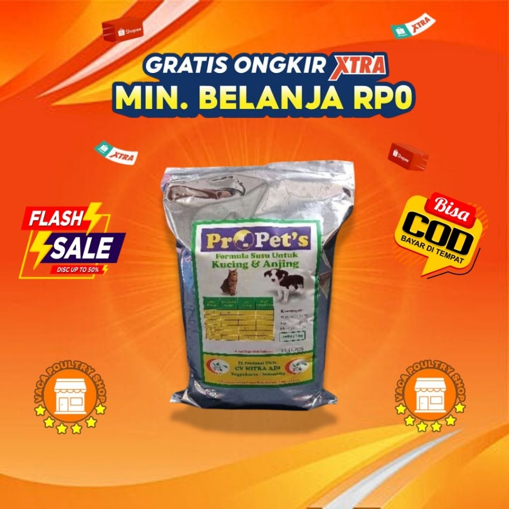 ProPet's//ProPets Formula Susu Anjing & Kucing Kemasan 1 KG Terbaik