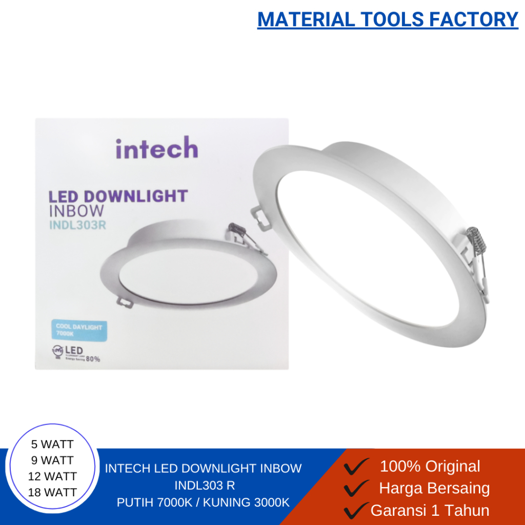 INTECH Lampu Downlight LED INDL303R 5 Watt 9 Watt 12 Watt 18 Watt - Lampu Downlight LED - Lampu Pane