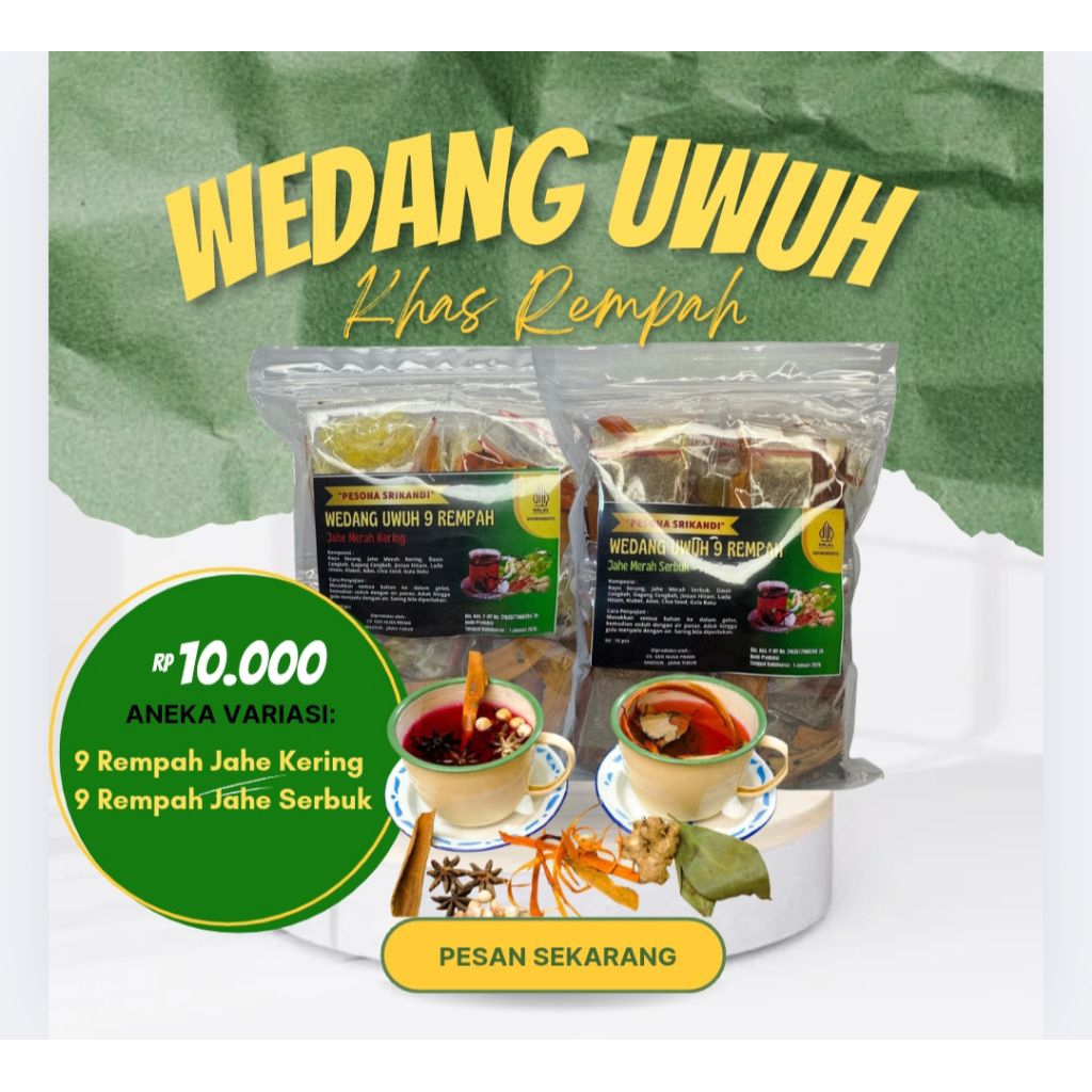 

WEDANG UWUH 9 REMPAH JAHE KERING (PAKET 100 PCS)