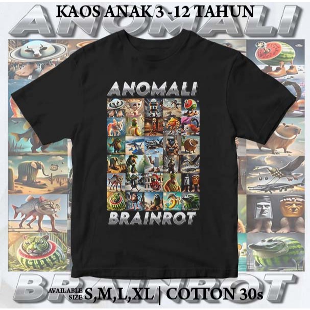 kaos anak anomali brainrot ,baju anak kasual anomali untuk sehari hari,baju anak anomali murah