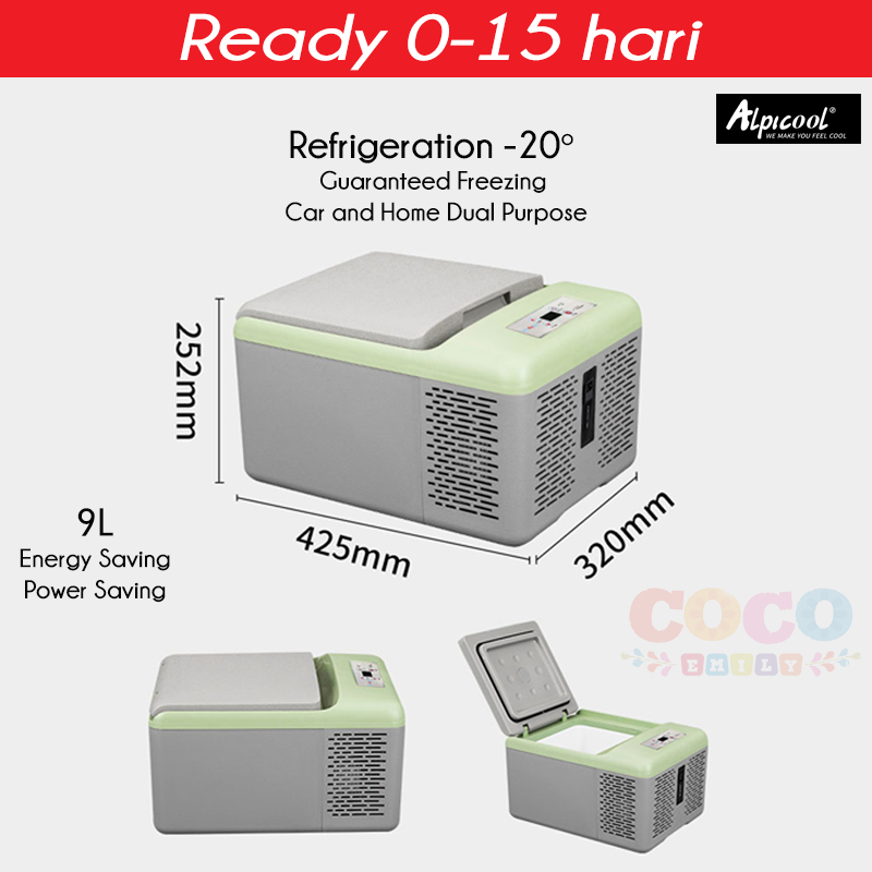 ALPICOOL C9P 9L Kulkas Car Refrigerator 12V24V220V Compressor Refrigeration Car Home Dual-purpose Fr