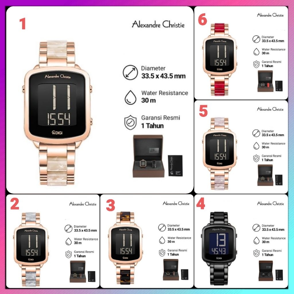 PILIHAN MODEL LAIN GESER FOTONYA || ORIGINAL JAM TANGAN WANITA ALEXANDRE CHRISTIE DIGITAL RANTAI STA