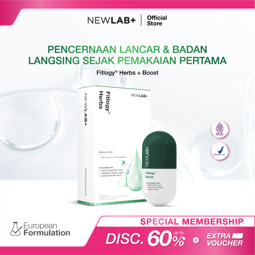 

[SPECIAL MEMBERSHIP] NEWLAB Bundling 1 Box Fitlogy Tea Drink + 1 Box Fitlogy Boost | Teh Detox Minuman Diet dan Pelangsing Badan | Teh Herbal | Obat Diet | Slimming Supplement | Minuman Diet | Suplemen Alami untuk Pelangsing Badan