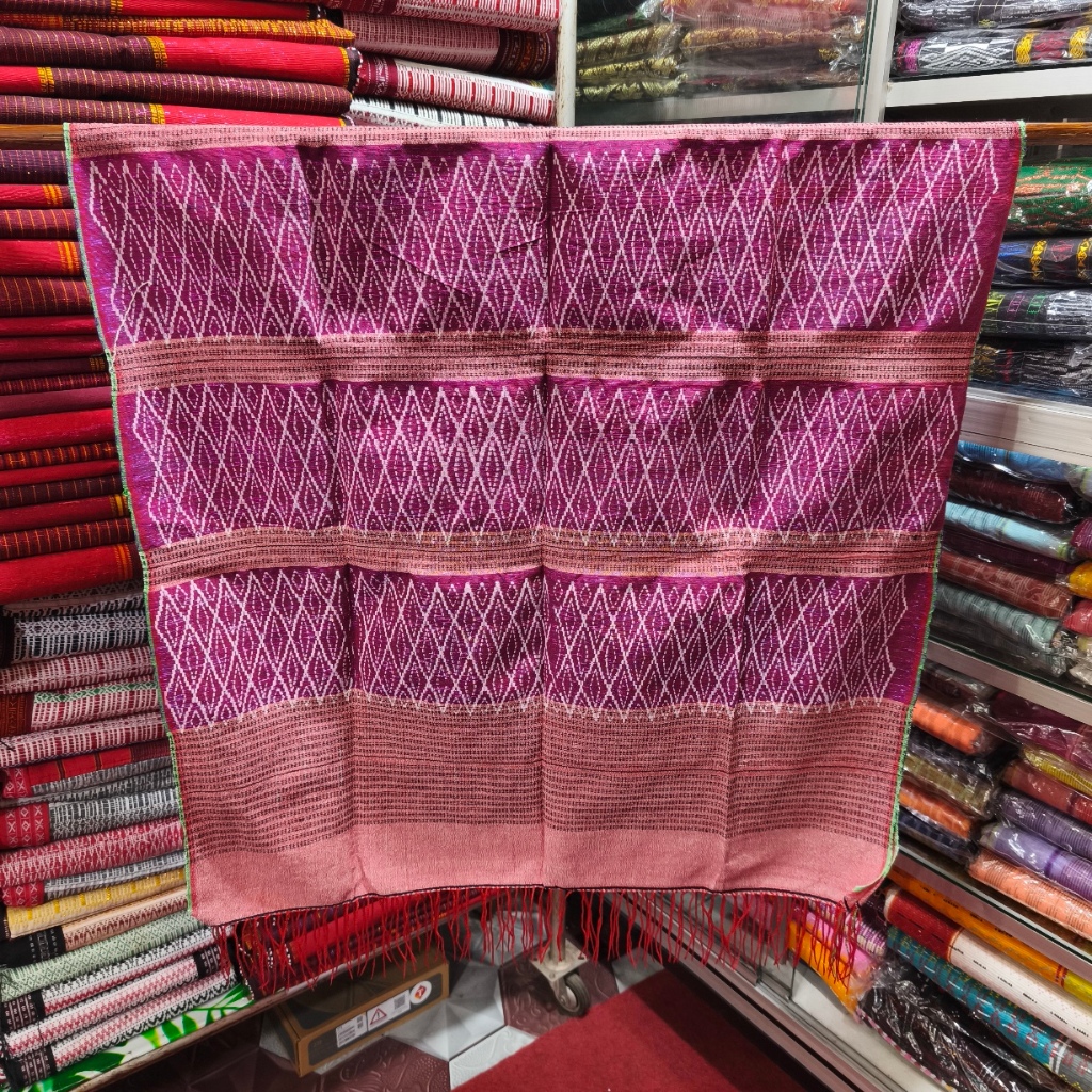 Ulos Simalungun Hati Rongga Tapak Catur Magenta