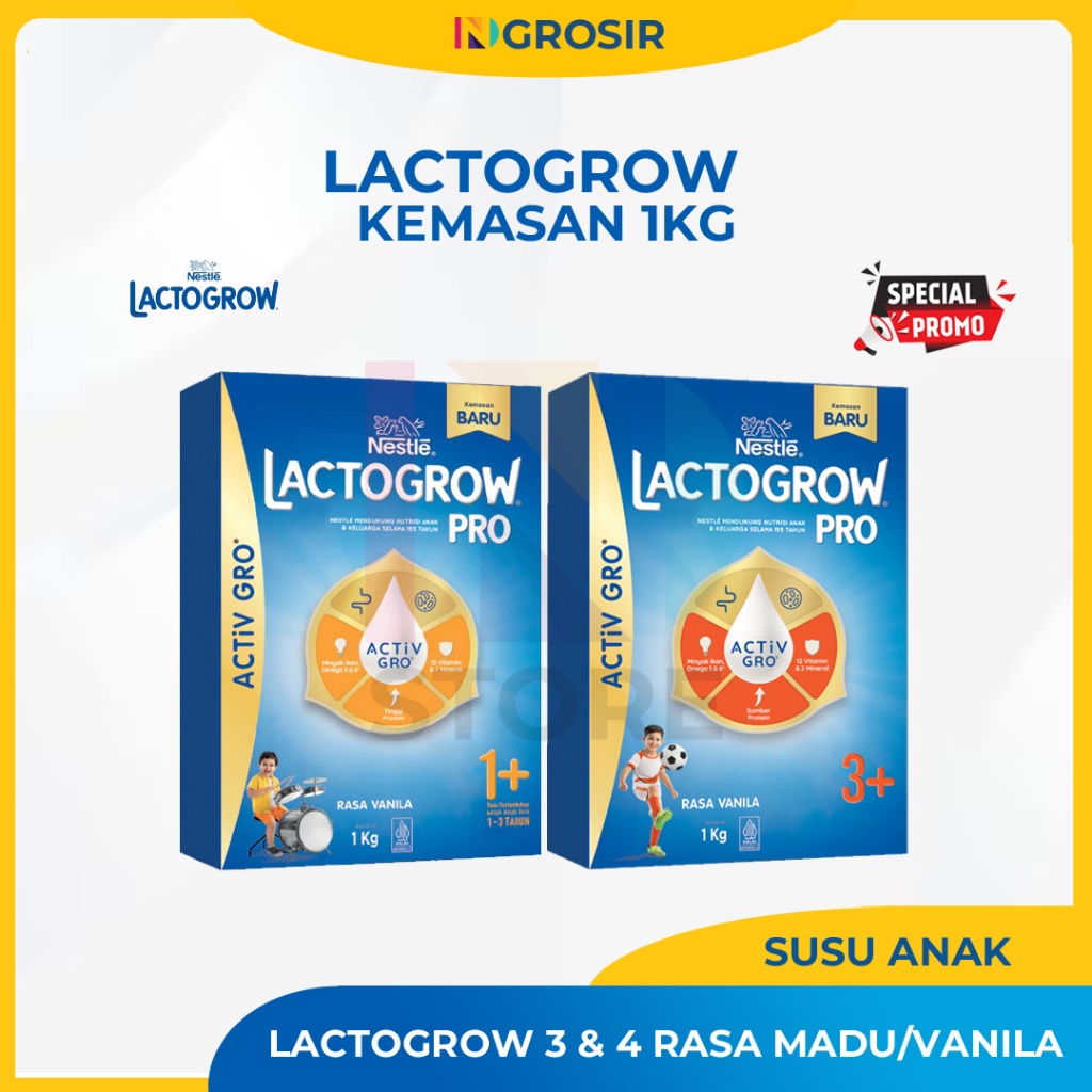 

(PROMO SPESIAL) LACTOGROW 3 DAN 4 RASA VANILA MADU KEMASAN 1 KG