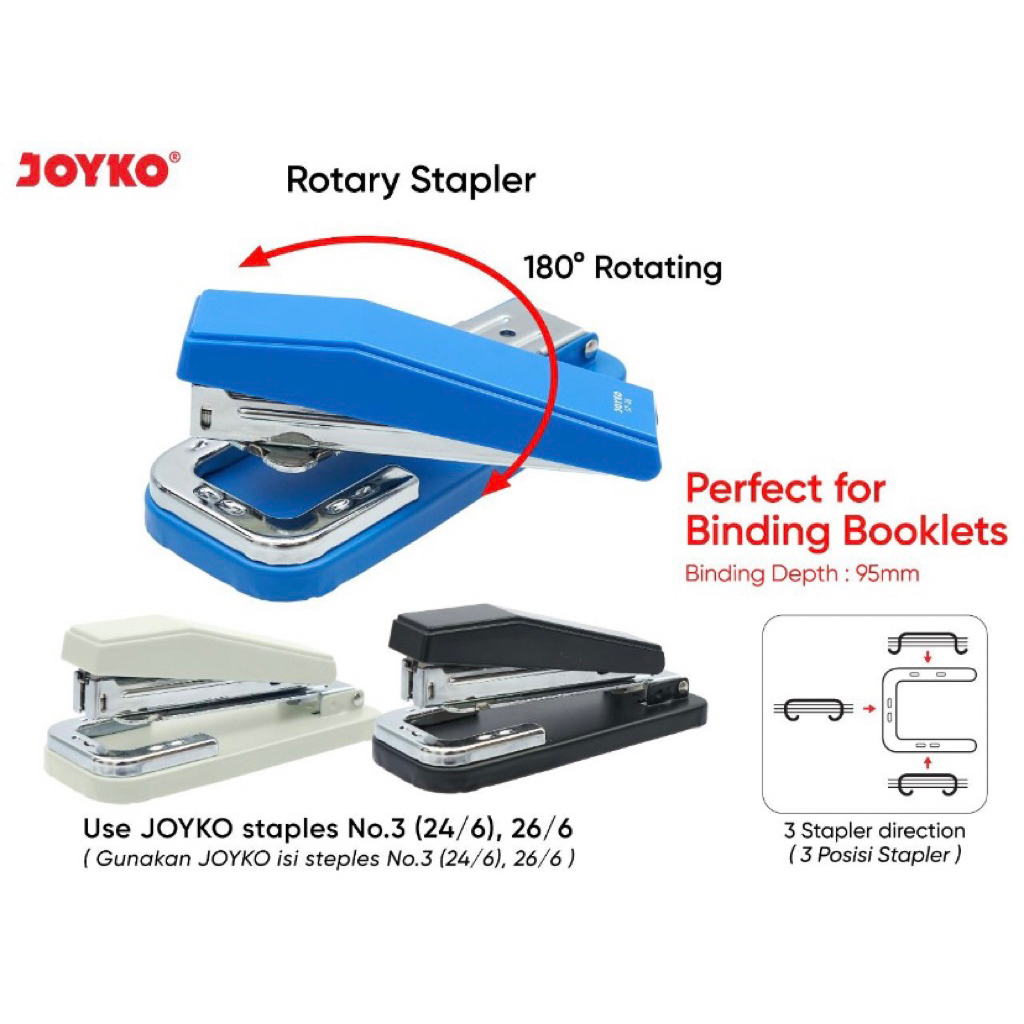 

Baru Joyko Rotary Stapler Stepler Putar Jepretan St-26 / Rotary Stapler Staples Putar 3 Arah St-26 /