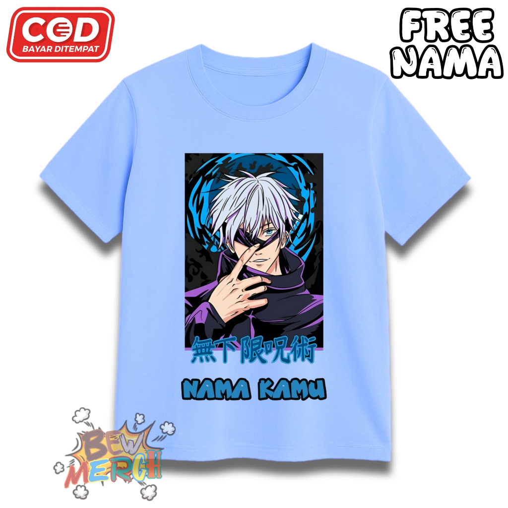 Kaos Anak GOJO SATORU - T shit anak GOJO SATORU - Kaos Anak Free Nama