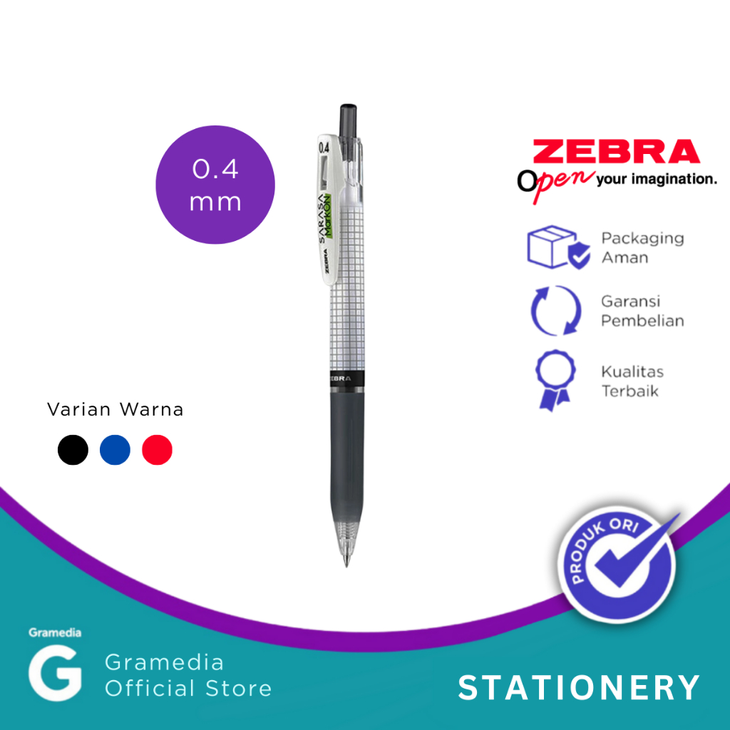 

Gramedia Pekanbaru -ZEBRA SARASA MARK ON 0.4 BLACK
