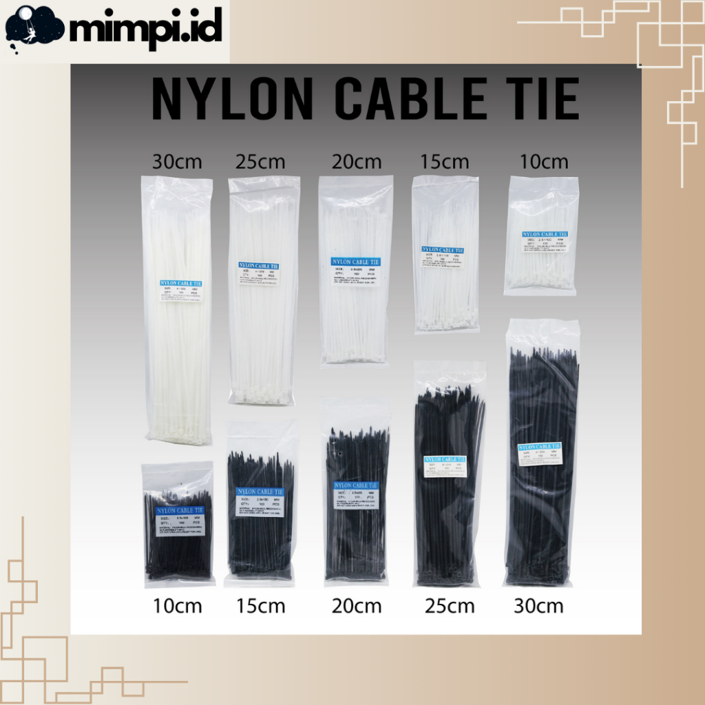 

Nylon Cable Tie 10cm 15cm 20cm 25cm 30cm Kabel Ties isi 100pcs Insulok 10 15 20 25 30 CM Insulock Pengikat Serbaguna