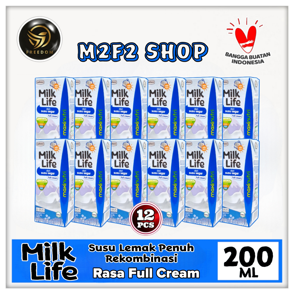 

Milk Life Susu Segar Rasa Full Cream Kotak UHT | Plain - 200 ml (Kemasan 12 Pcs)