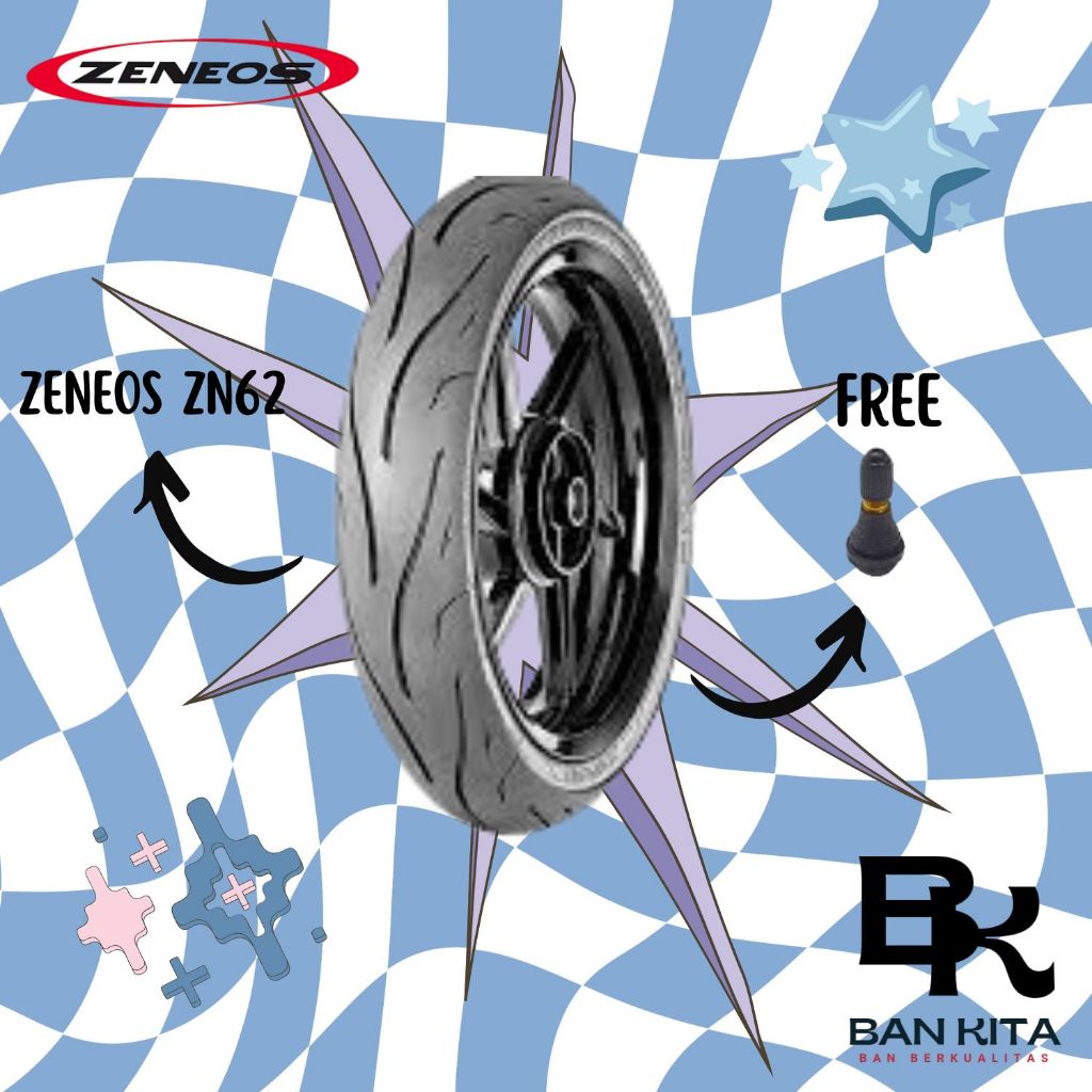 BAN MOTOR MATIC BELAKANG RING 14 ZENEOS ZN62 100/80-14 TUBLESS BAN MOTOR VARIO 150, VARIO 125, BEAT