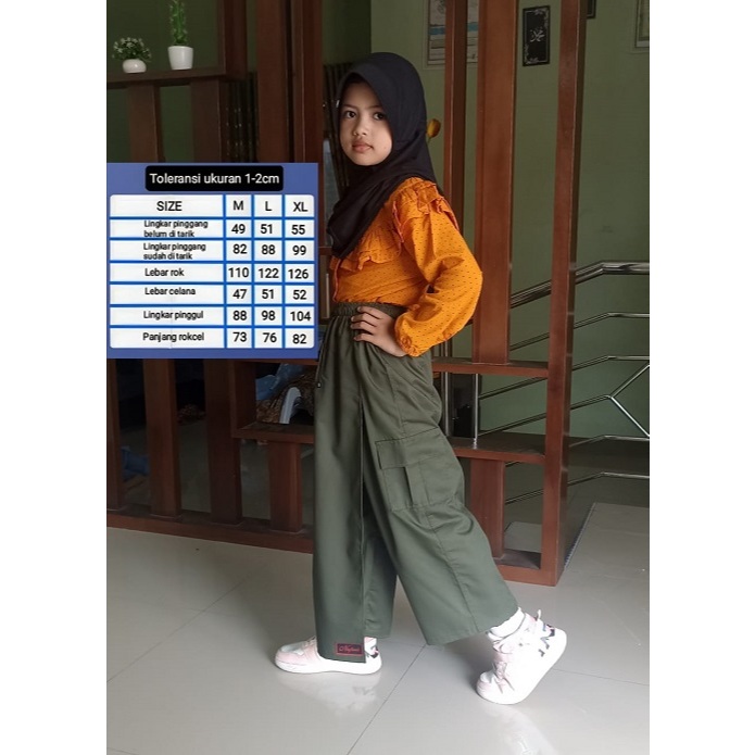 rok celana anak muslimah bahan katun warna crem army navy maroon coklat tua hitam abu ukuran M-L-XL
