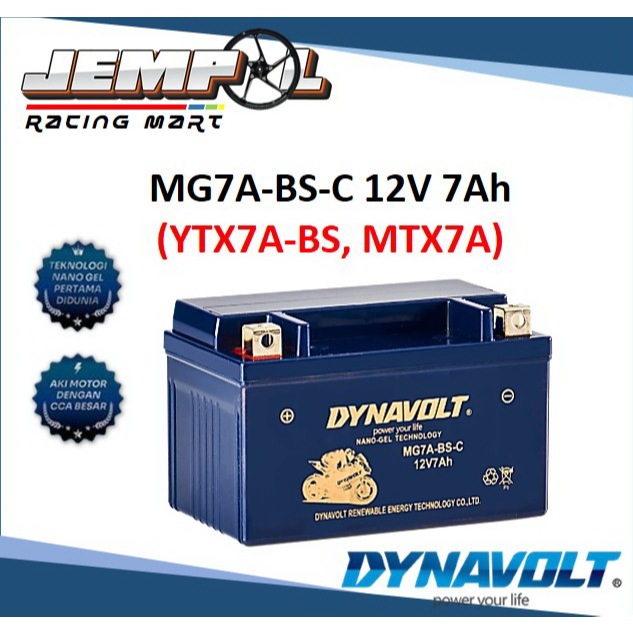 Dynavolt Aki Motor Kering Nano-Gel MG7A-BS-C 7Ah - Kawasaki KLX 230 Ninja 250 Karbu Original 100%