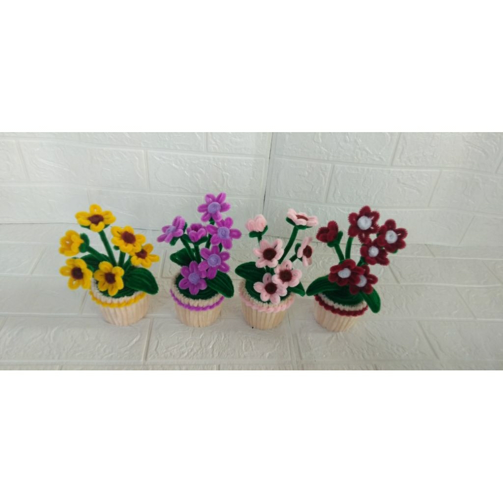 POT MEJA HIAS PIPE CLEANER DAISY BUNGA KECIL/BUNGA MEJA HIAS