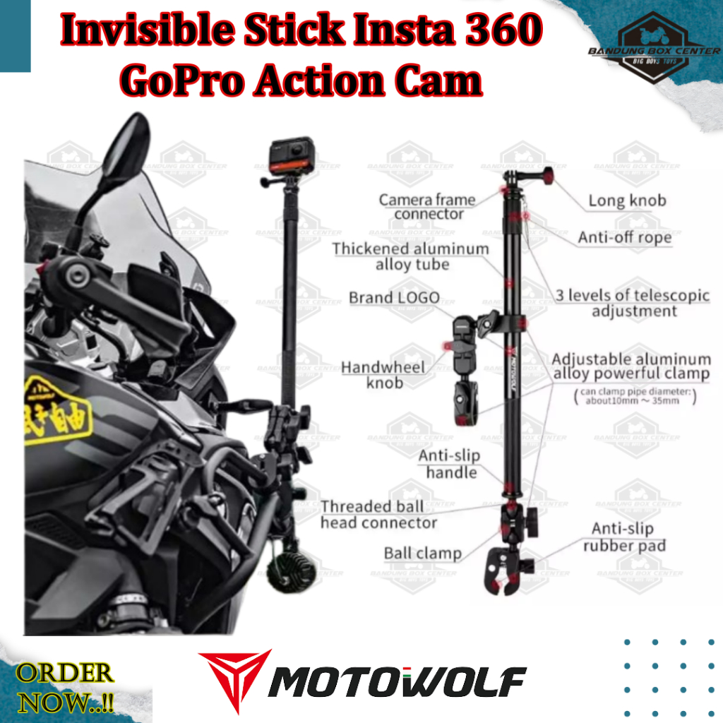 Insta 360 Invisible Stick Insta 360 Tongsis Camera Action Cam Bracket Gopro Motor Breket Go Pro Moto