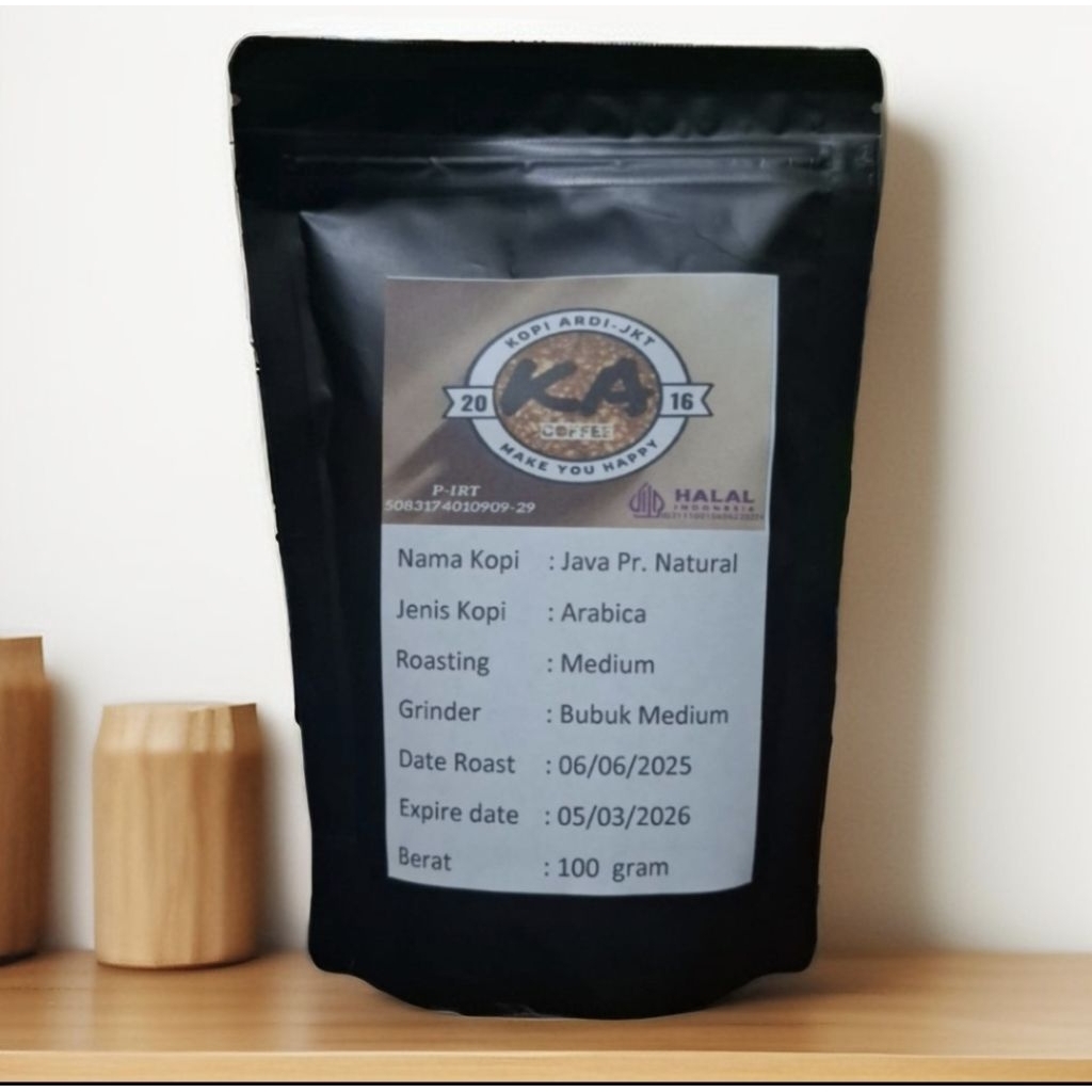 

Kopi Biji Roasting/Aneka Giling Bubuk Arabica Java Preanger Red Honey/Natural 100 gram Halal dan berijin