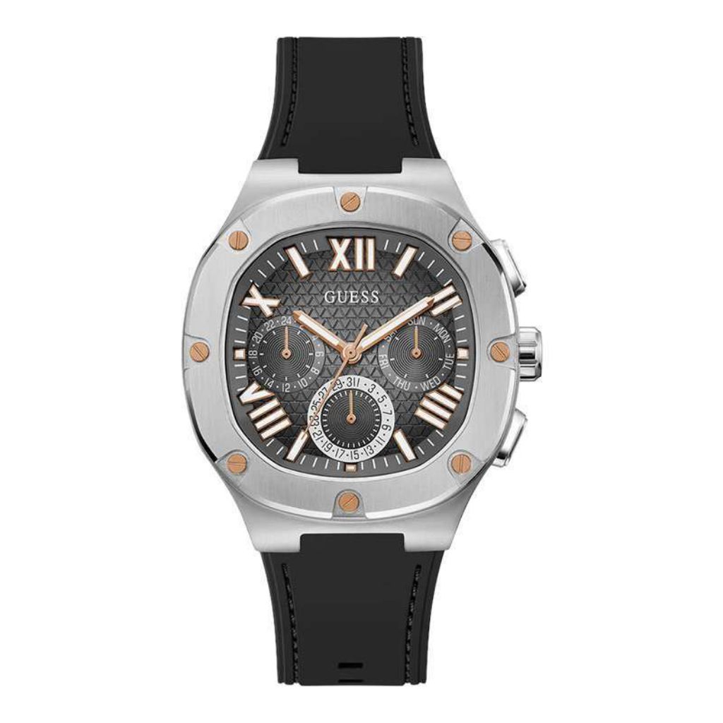 GUESS GW0571G1 Original HEADLINE Jam Tangan Pria Analog Black Silicone