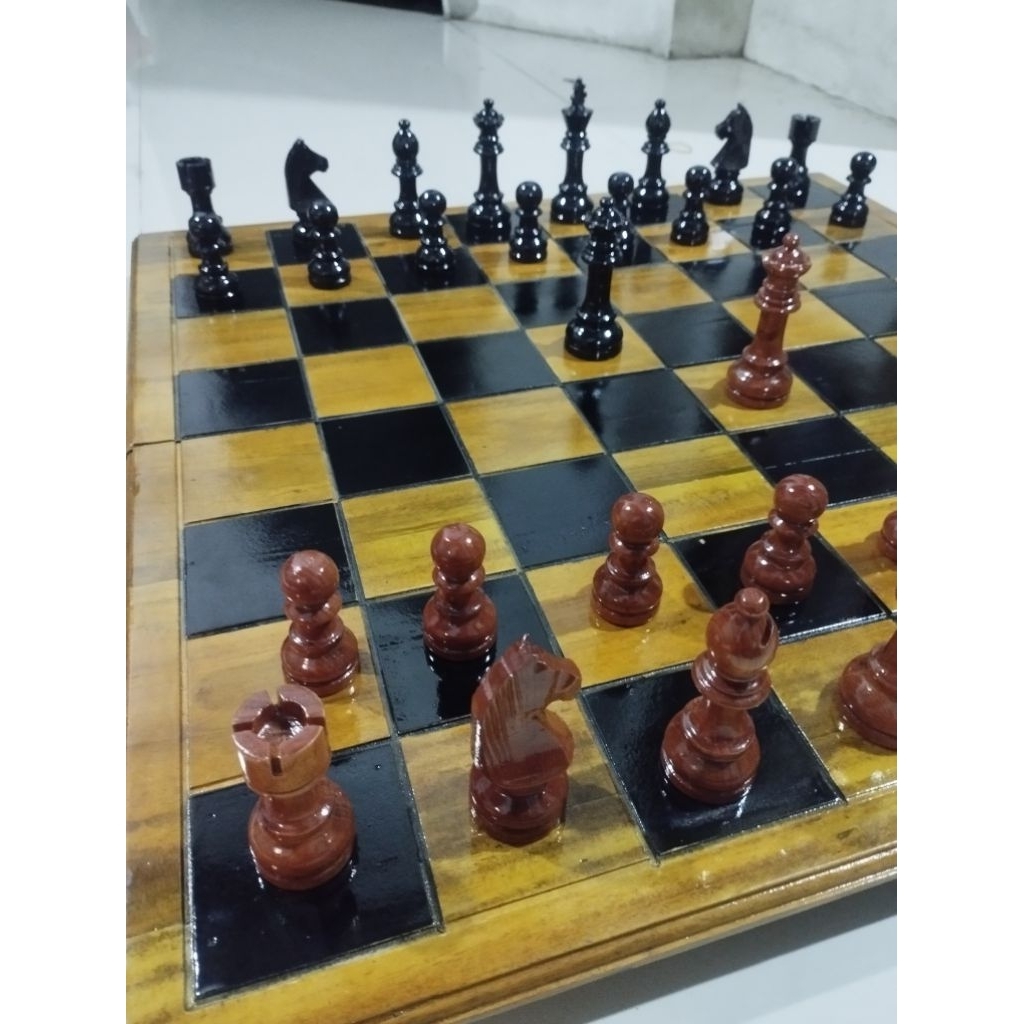 catur kayu jumbo bidak + papan catur kayu jati ukuran 70 x 70cm