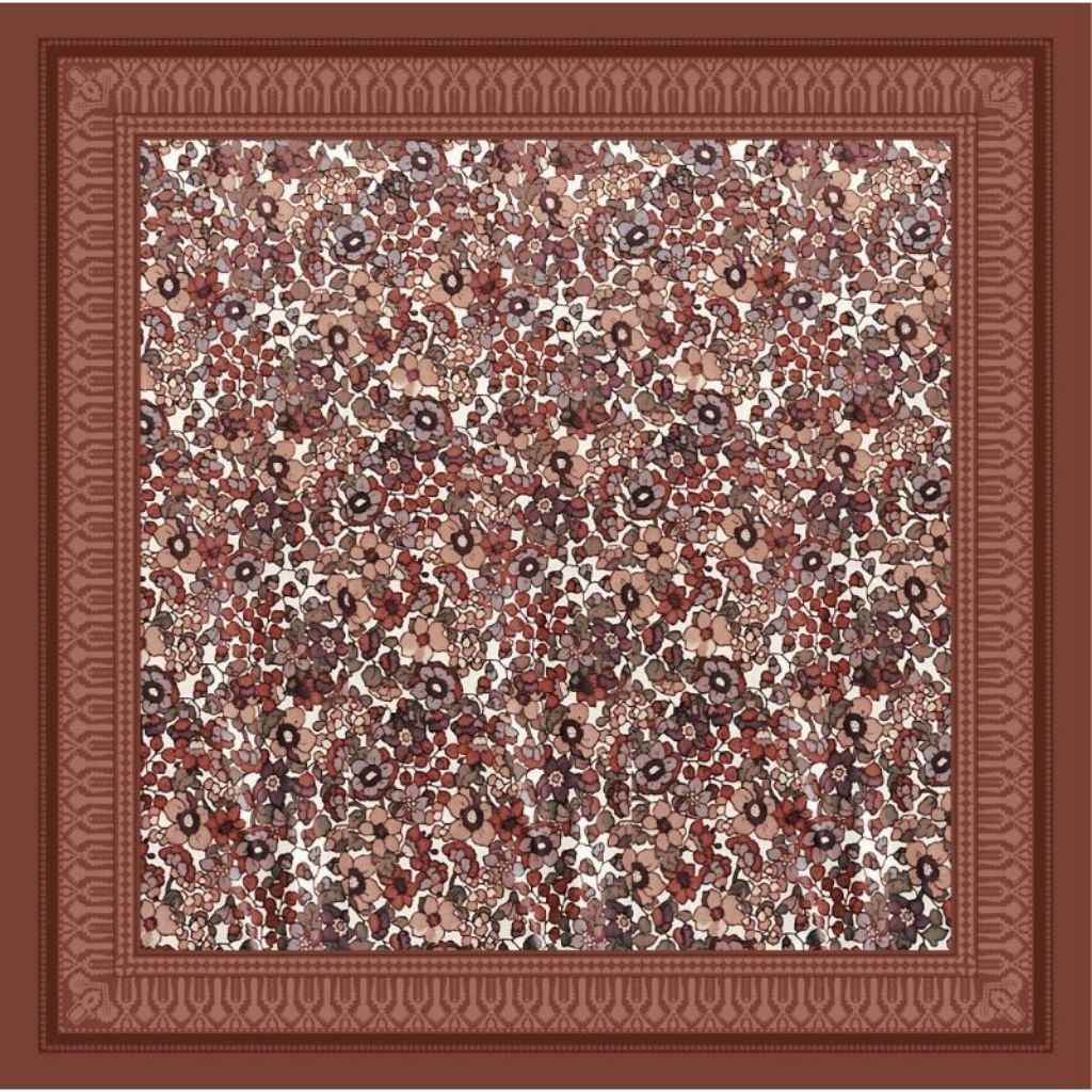 HIJAB / SEGI EMPAT LASERCUT MOTIF BUNGA TERACOOTA