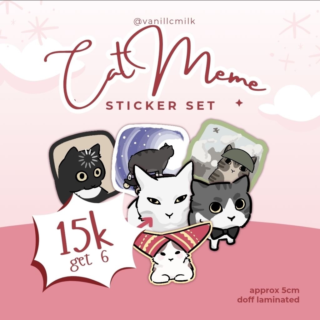 

[READ DESC] Cat Meme Sticker Set (by @vanillcmilk)