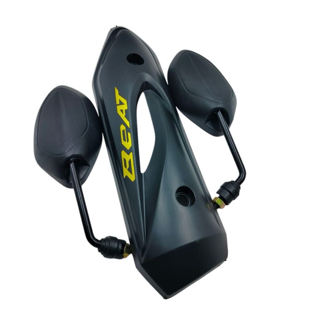 Tutup tameng knalpot beat karbu+spion beat hitam standar ORI plus logo gold beat karbu 2008-2012 Sco