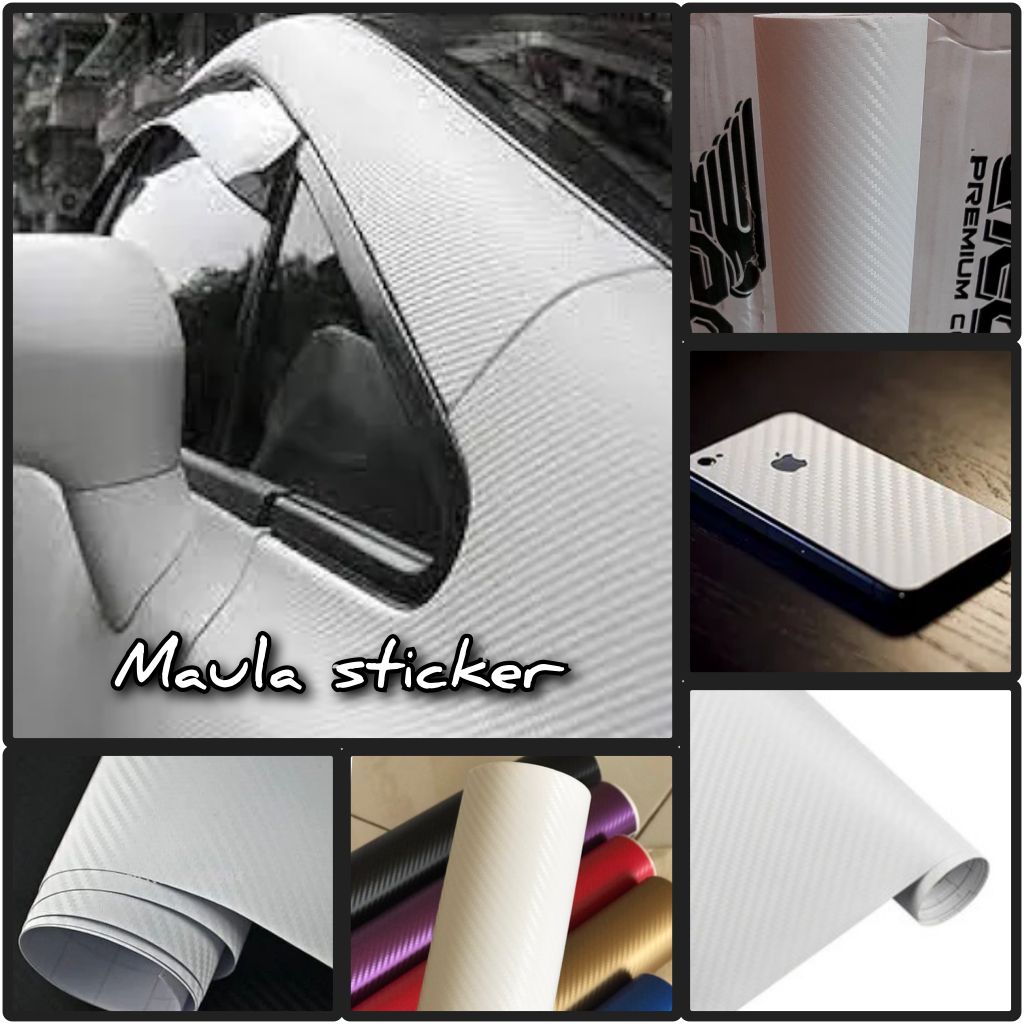 Skotlet Warna Putih Carbon 3D Kualitas Premium Untuk Variasi Body Motor Atau Mobil