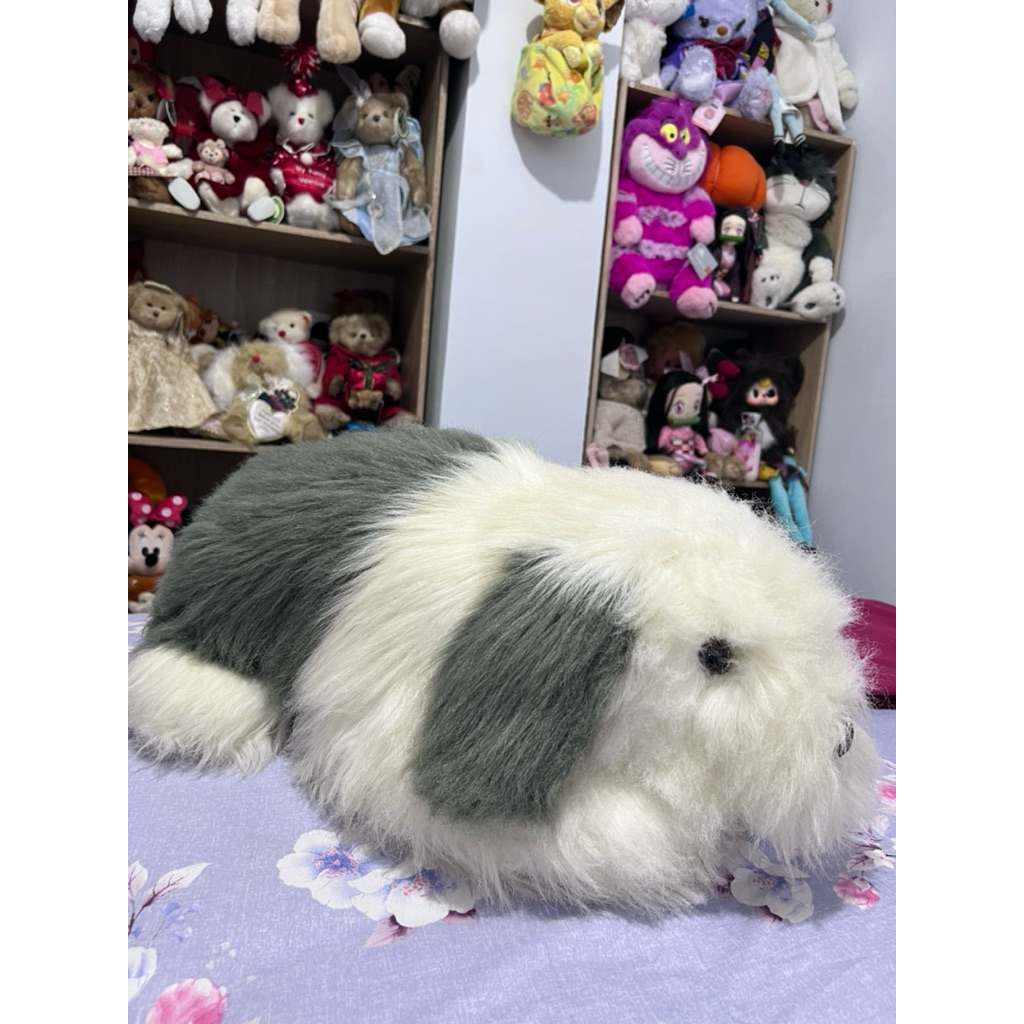 Boneka Anjing Bearded Collie Jumbo Putih abu Bulu panjang Dog 50 Cm