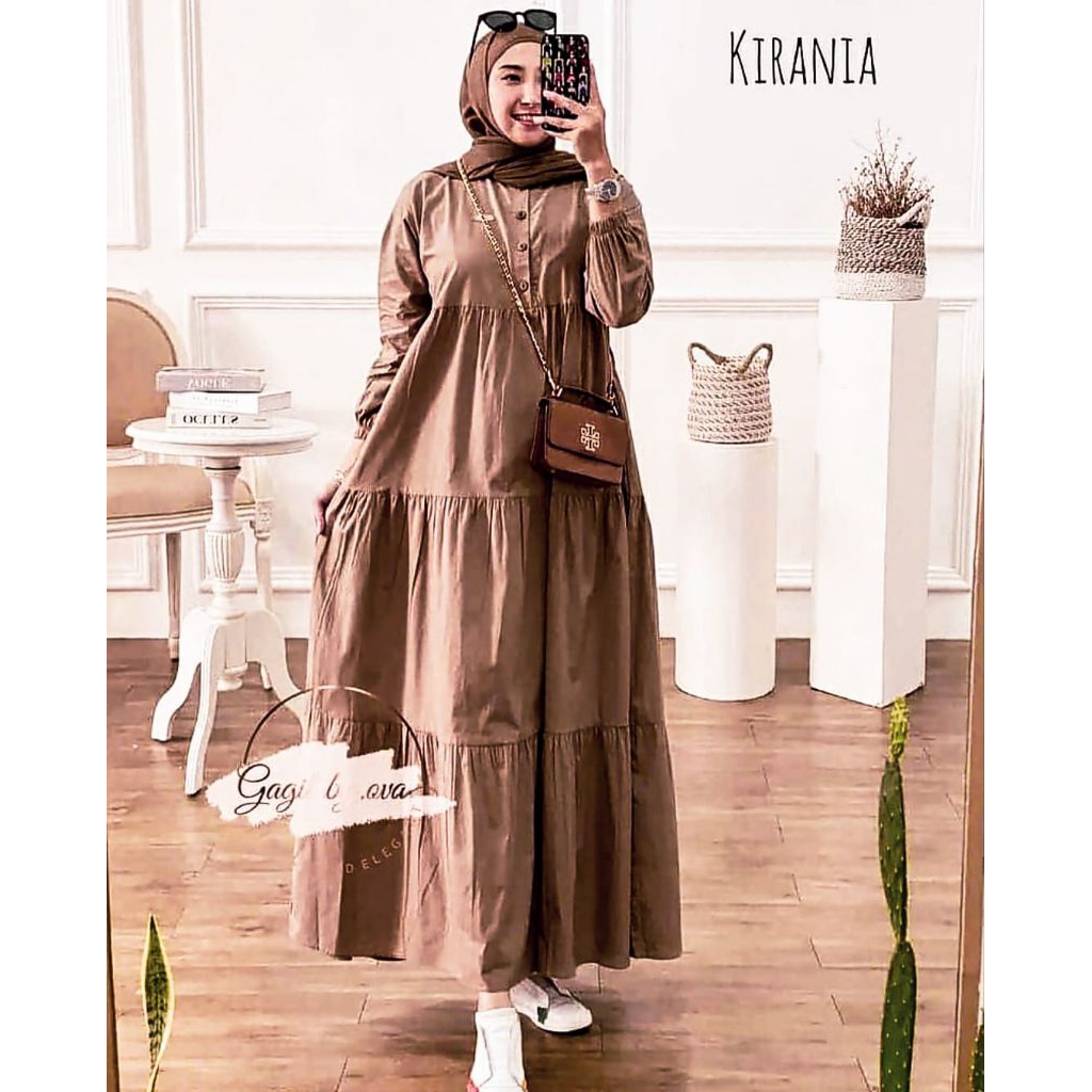 KIRANIA MIDI DRESS RAYON POLOS PREMIUM