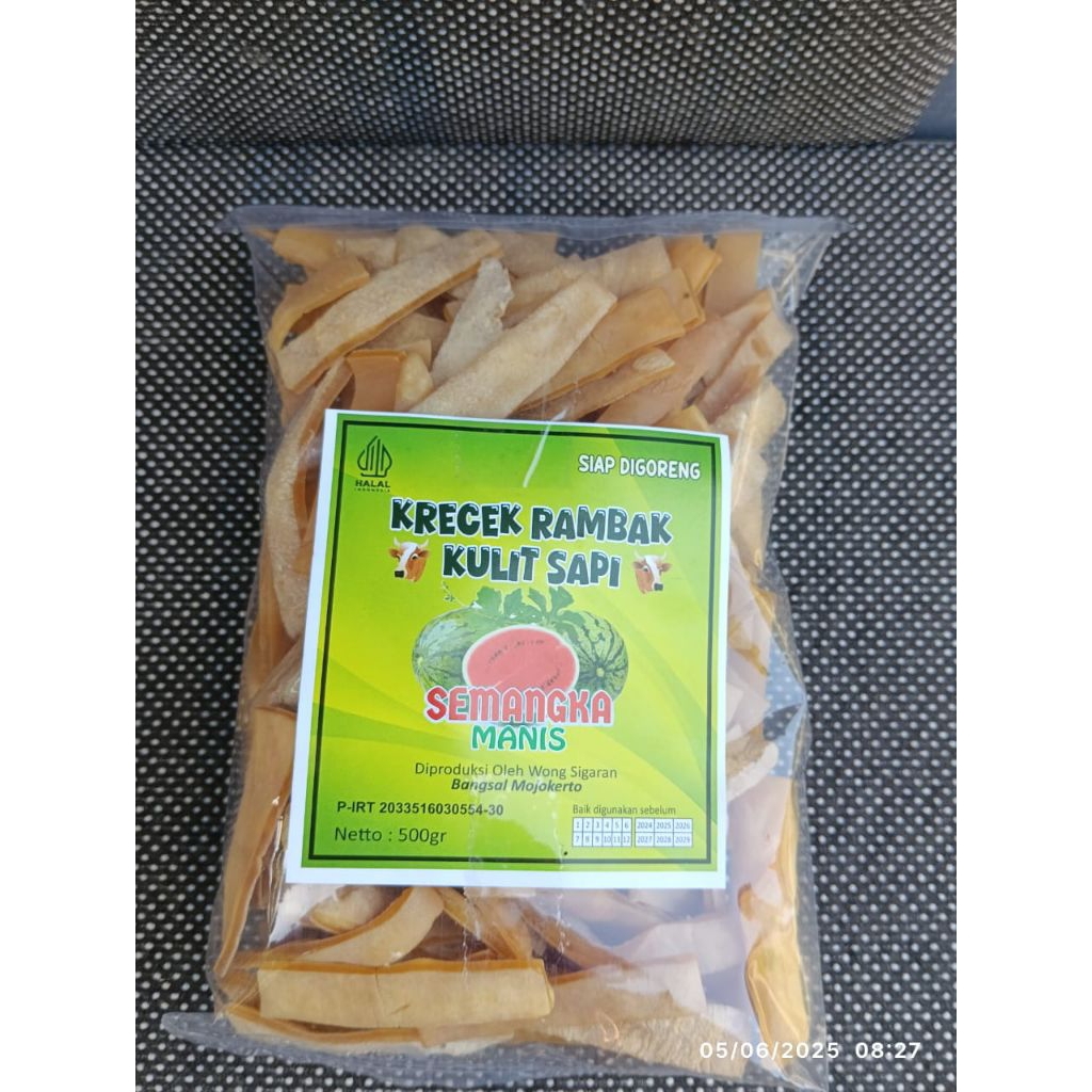 

krecek rambak kulit sapi varian stik lebar gurih dan mekar maksimal 500 gram