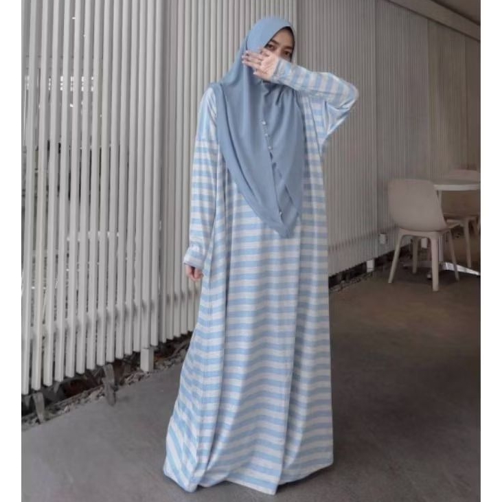 ABAYA STRIPE COTTON SERIES BY ZAFEETRI (ABAYA SAJA) | GAMIS SALUR BY ZAFEETRI