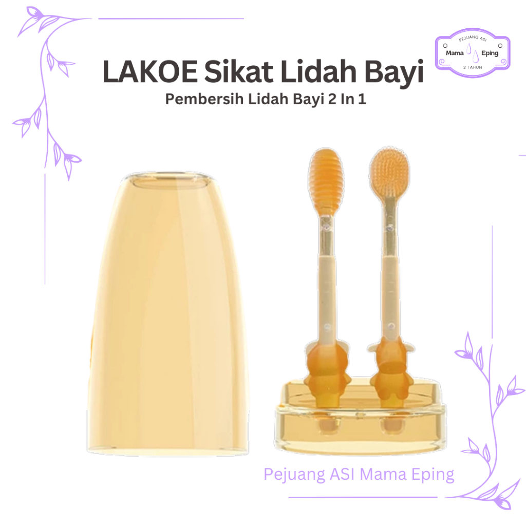 LAKOE Sikat Lidah Bayi Silikon Lembut Sikat Gigi Bayi Pembersih Lidah Bayi 2 In 1