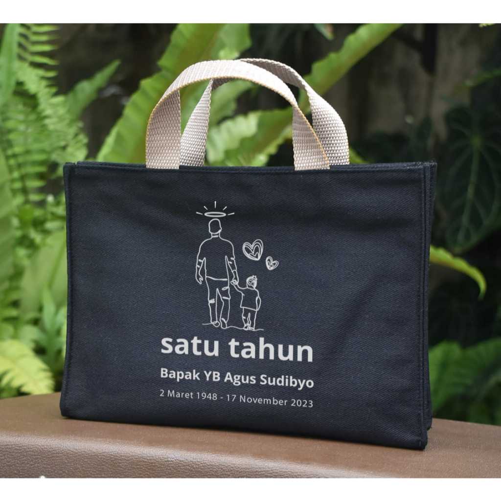 SAMPLE SOUVENIR - Handbag Kanvas Twill 12oz Hitam Tali bisban/webbing - Uk. P27cm L6cm T21cm