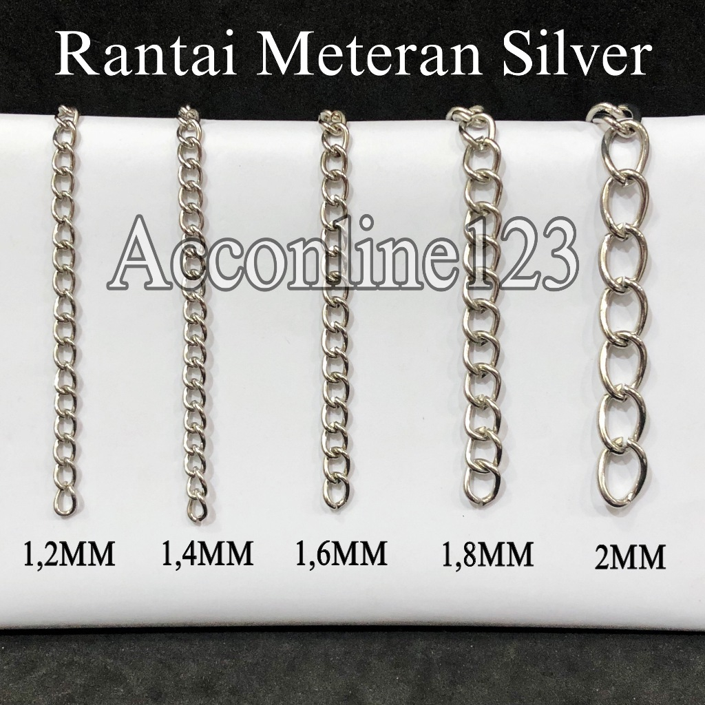 Rantai Meteran Silver / Rantai Tas Besi Meteran Tanpa Pengait – 1 Meter