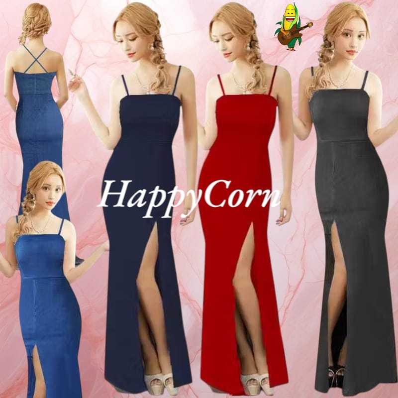 Happyline HC3094 Long Dress Jeans Strech / Gaun Panjang Seksi / Longdress Seksi / Long Dress Polos /