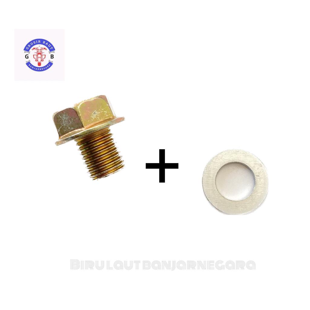 Baut Tap Oli Yamaha + Ring Aluminium | Baut Pembuangan Oli Motor Yamaha Mio NMAX Aerox Vixion dll