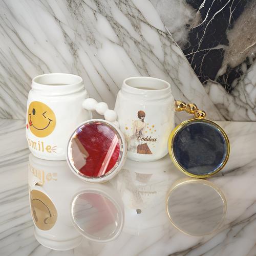 Mug/Gelas/Cangkir Keramik Set Cantik Tutup