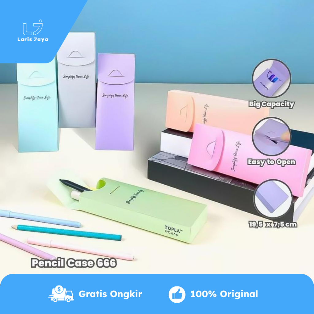 

1 LSN / 12 Pcs Pencil Case Topla 666 ( Kotak Pensil Lipat / Rakit )