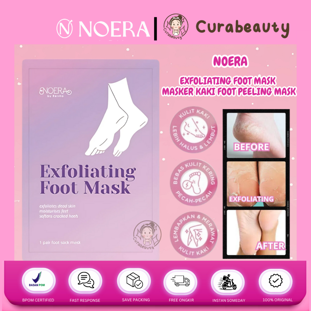 •CURABEAUTY• MANADO NOERA EXFOLIATING FOOT MASK - MASKER KAKI FOOT PEELING MASK