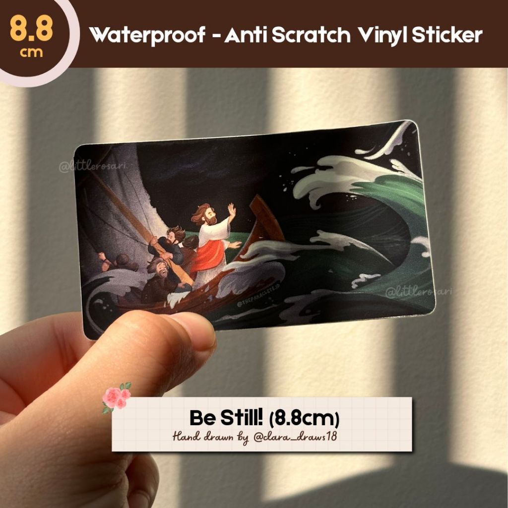 

Stiker Katolik Waterproof - Yesus Menghardik Badai | Vinyl Anti Gores 8.8cm | Handdrawn Sticker