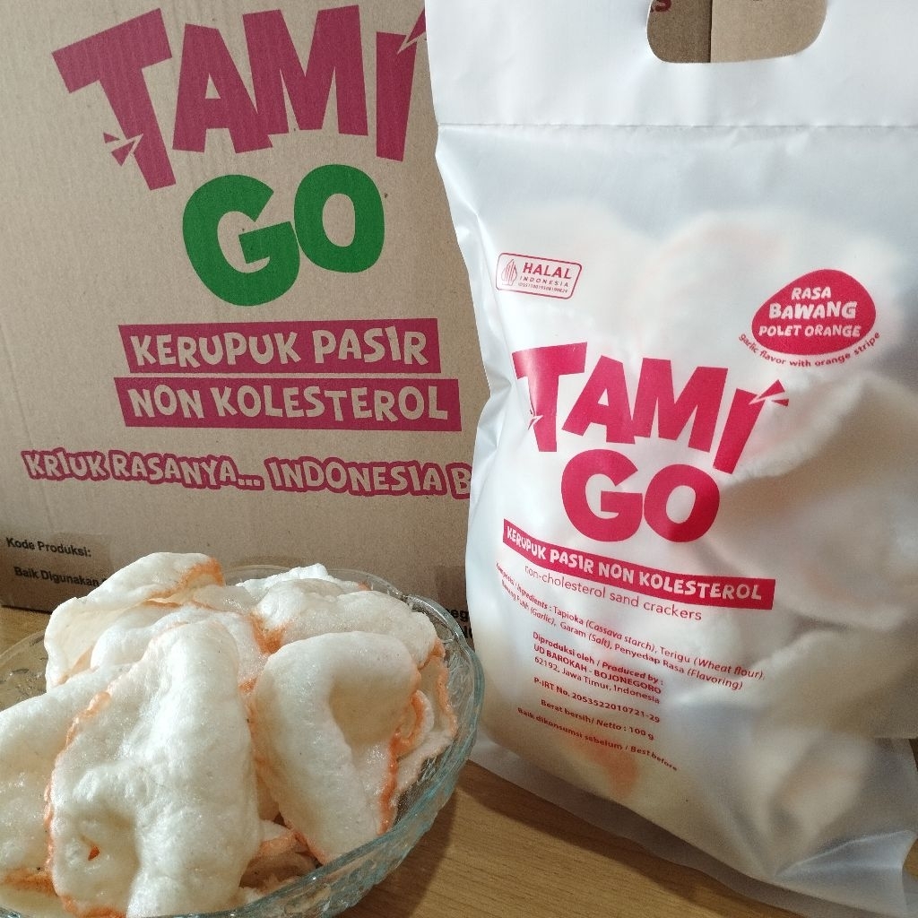 

Kerupuk Pasir Tamigo / Kriaq Kriuq Non Kolesterol 100gr Rasa Polet Orange Terasi