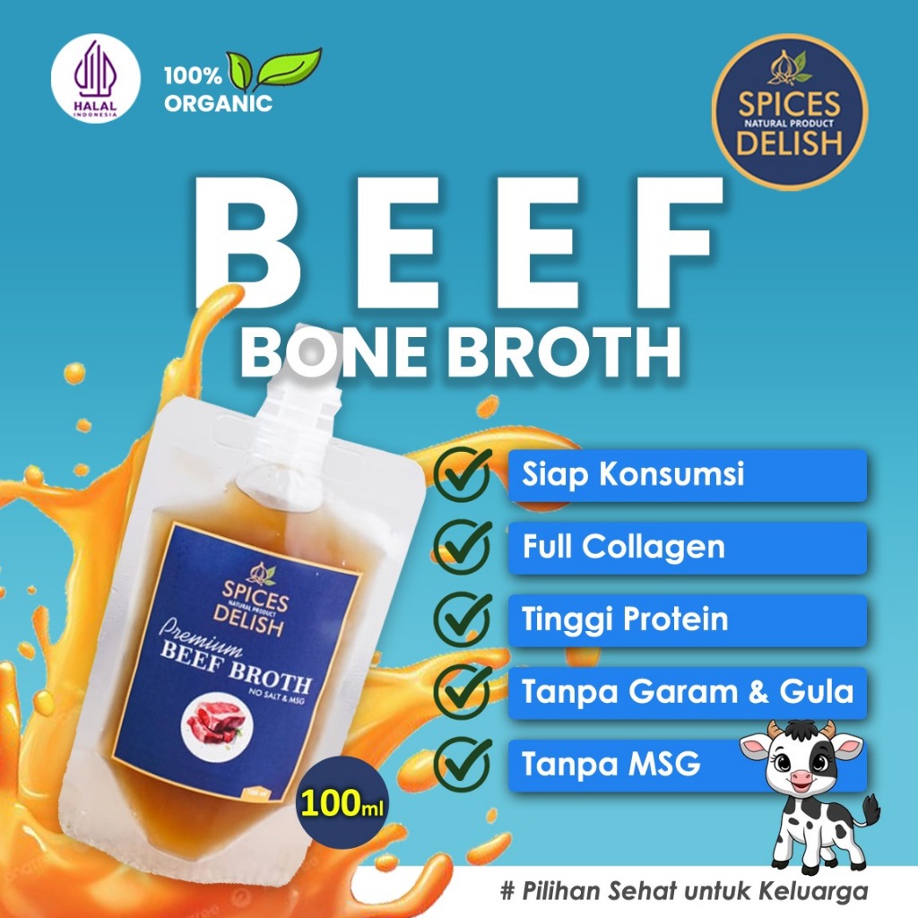 

Beef Bone Broth Collagen | Kaldu Tulang Sapi Organik MPASI BB Booster 100ml - Spices Delish