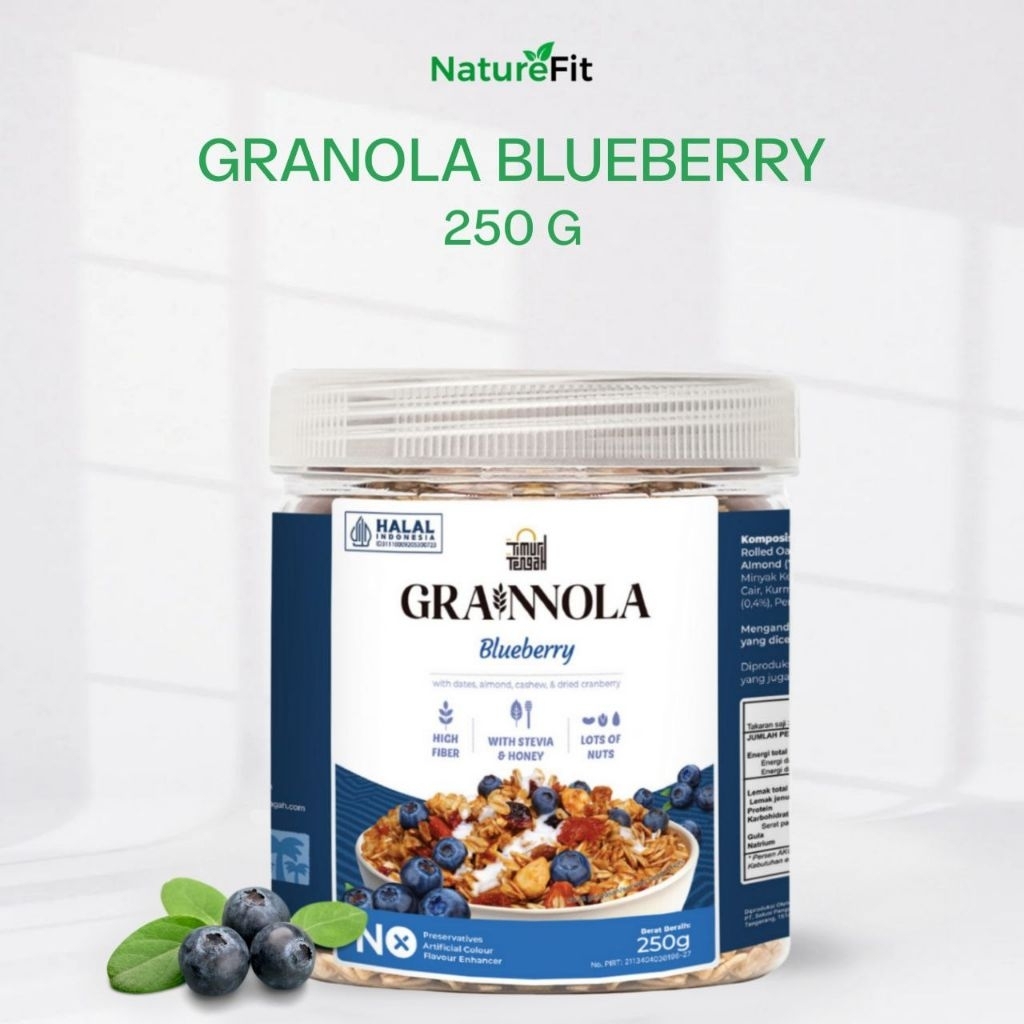 

Grainnola Timur Tengah Blueberry 250 Gram Granola Cemilan Sehat Rendah Kalori Sereal & Snack