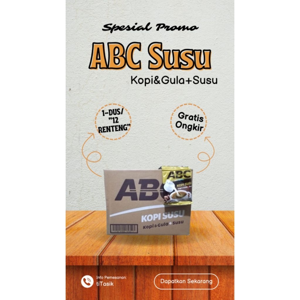 

Kopi Abc Susu 1Dus-12Renteng-120Sachet