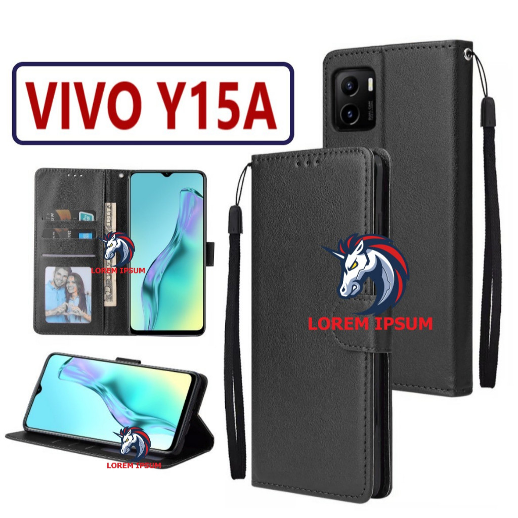 LEATHER CASING VIVO Y15A CASE KULIT FLIP WALLET LEATHER KULIT PREMIUM SARUNG BUKA TUTUP KESING HP FL